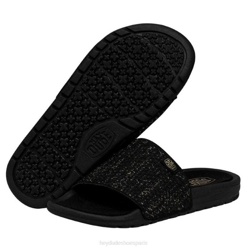 Hey Dude femmes tricot Chandler Z628B256 chaussures or noir