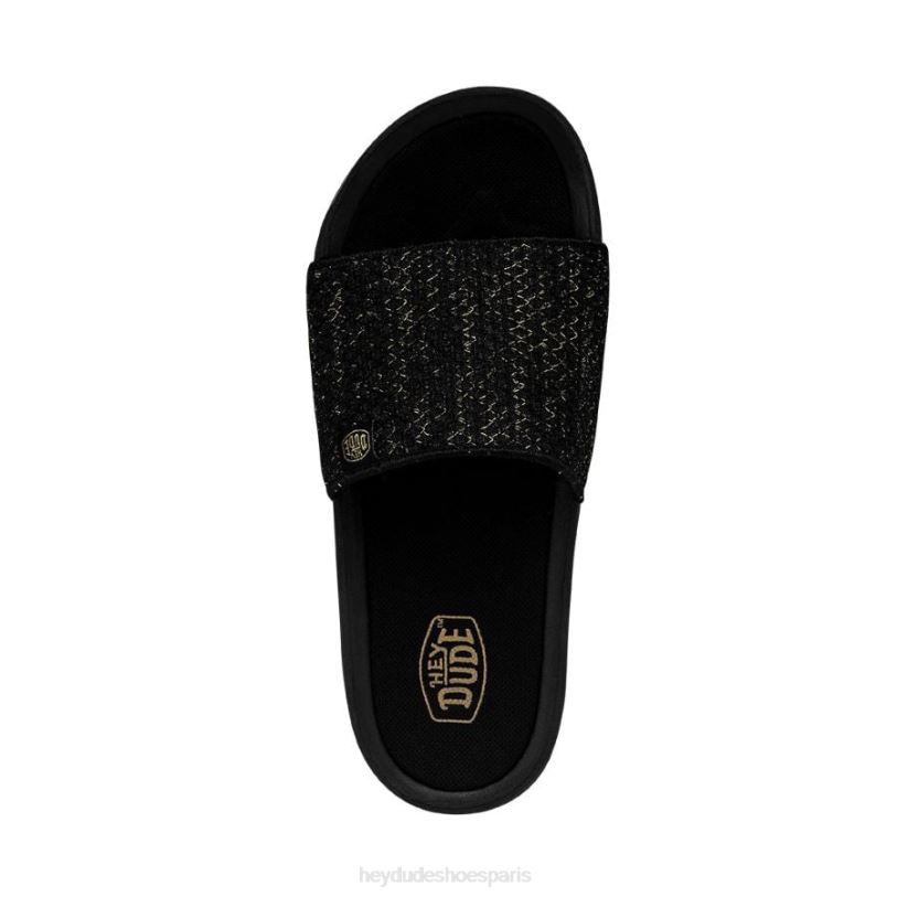 Hey Dude femmes tricot Chandler Z628B256 chaussures or noir