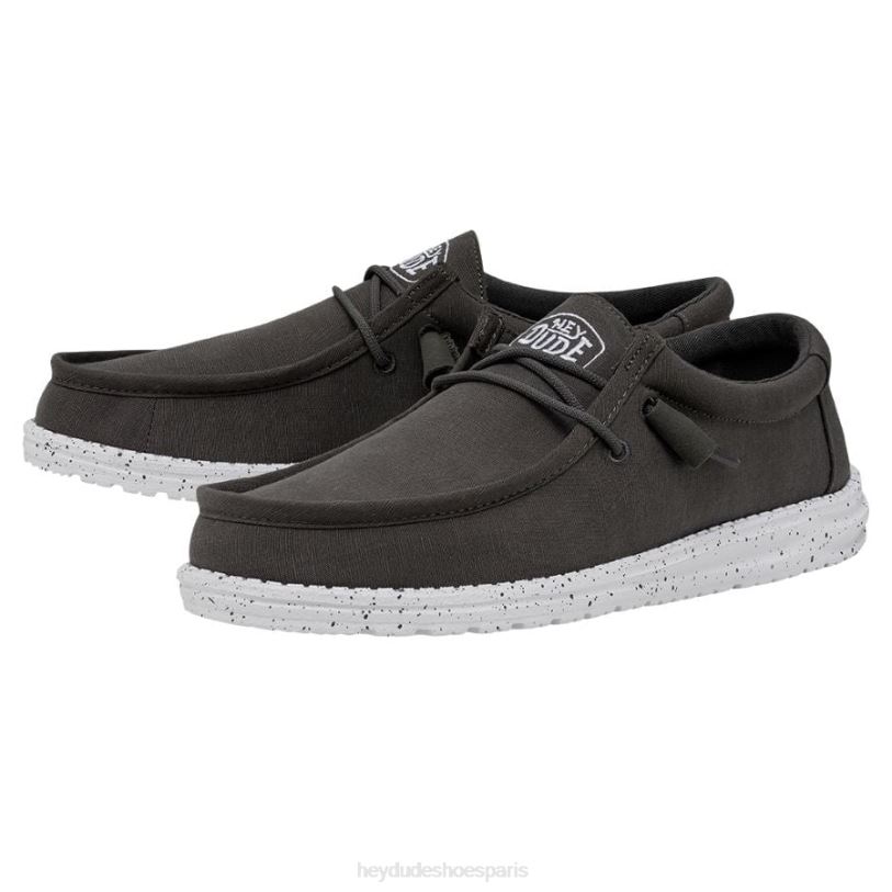 Hey Dude Hommes toile flammée wally Z628B417 chaussures gris foncé