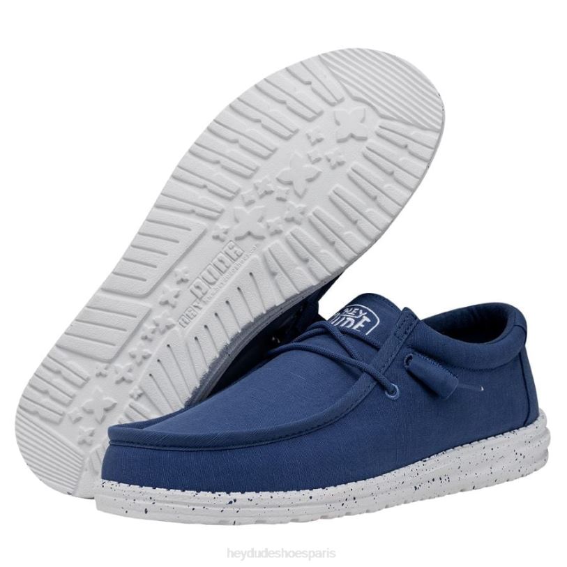 Hey Dude Hommes toile flammée wally Z628B419 chaussures vrai bleu