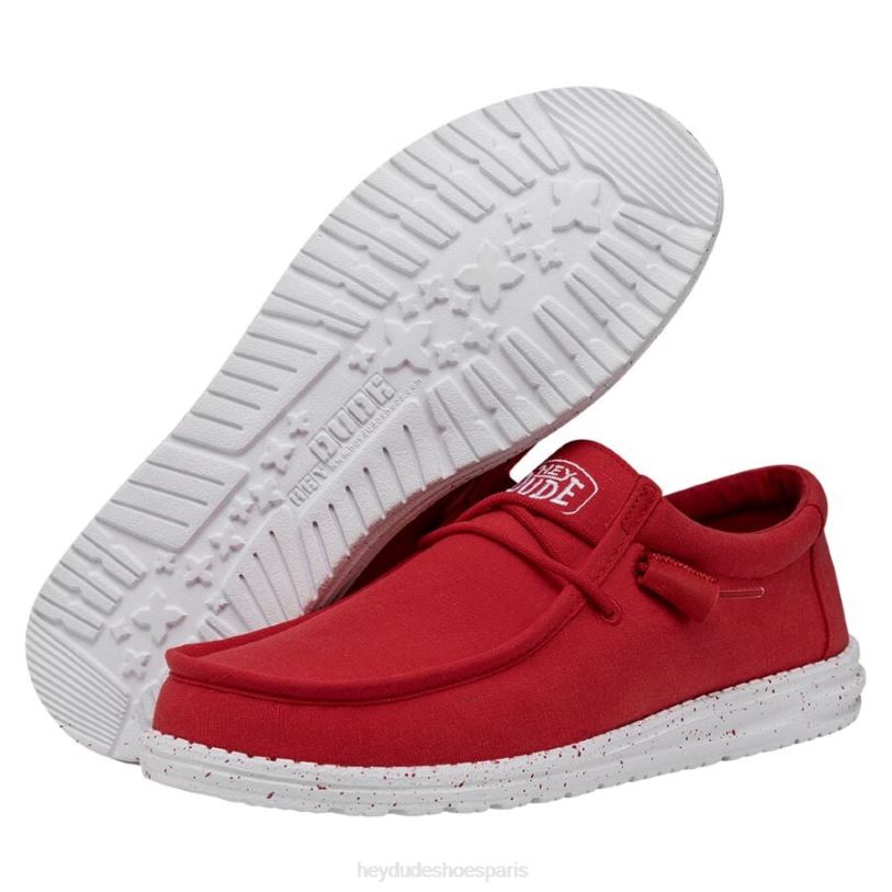 Hey Dude Hommes toile flammée wally Z628B477 chaussures rouge