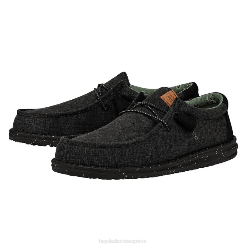 Hey Dude Hommes toile lavée wally Z628B299 chaussures noir
