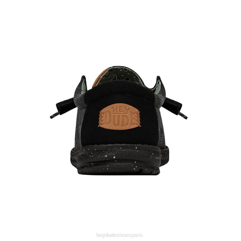Hey Dude Hommes toile lavée wally Z628B299 chaussures noir