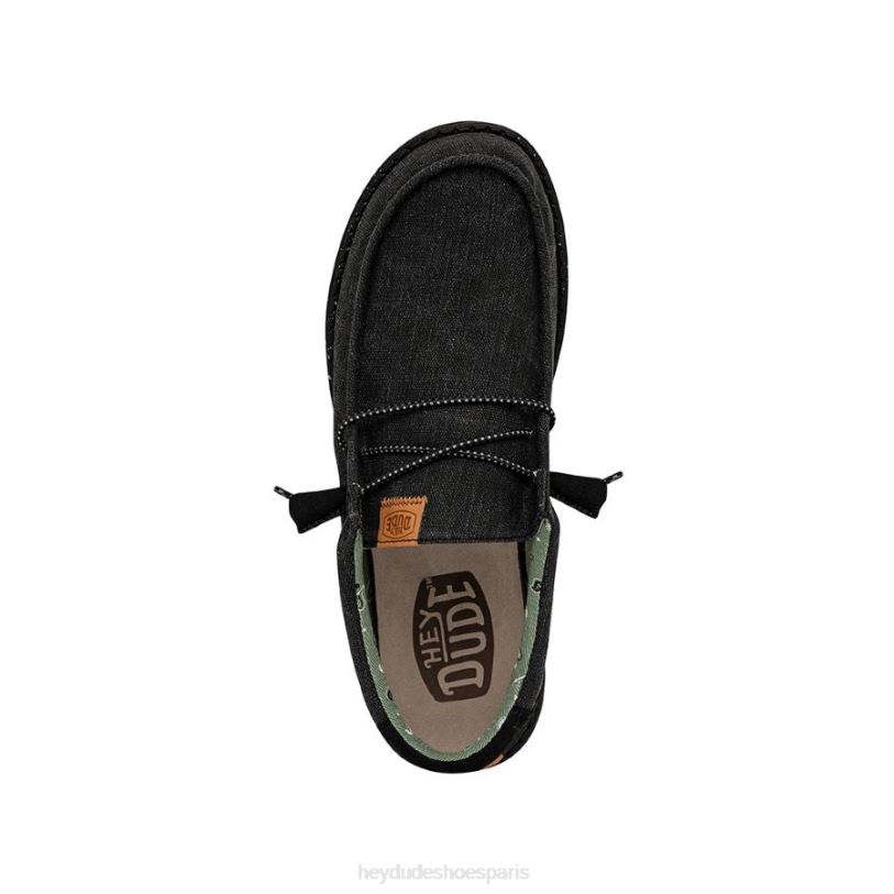 Hey Dude Hommes toile lavée wally Z628B299 chaussures noir