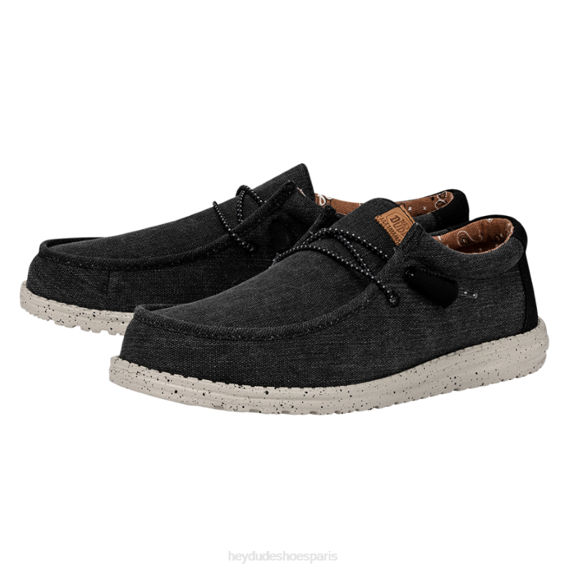 Hey Dude Hommes toile lavée wally Z628B300 chaussures noir