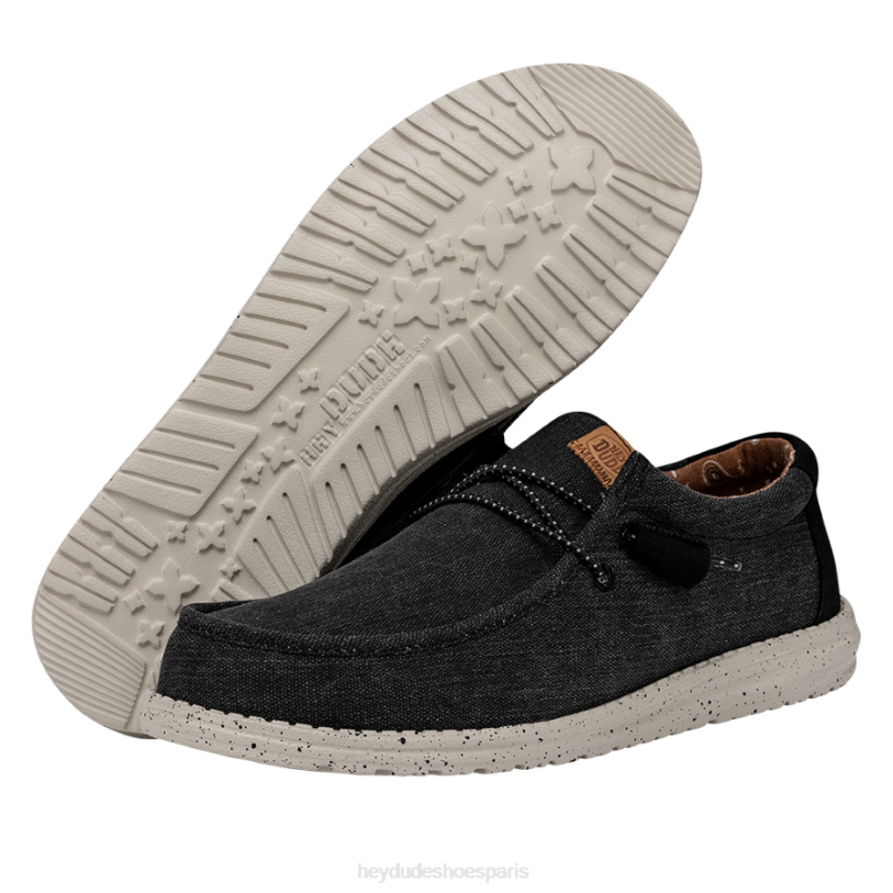 Hey Dude Hommes toile lavée wally Z628B300 chaussures noir