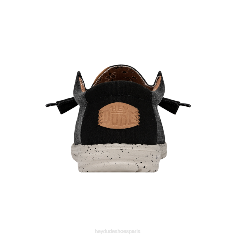 Hey Dude Hommes toile lavée wally Z628B300 chaussures noir