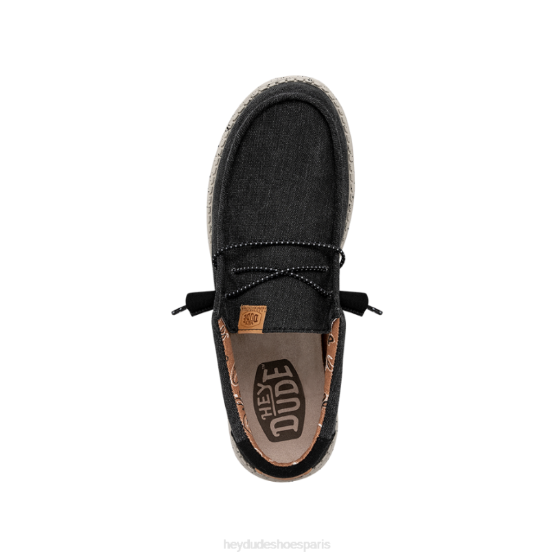 Hey Dude Hommes toile lavée wally Z628B300 chaussures noir