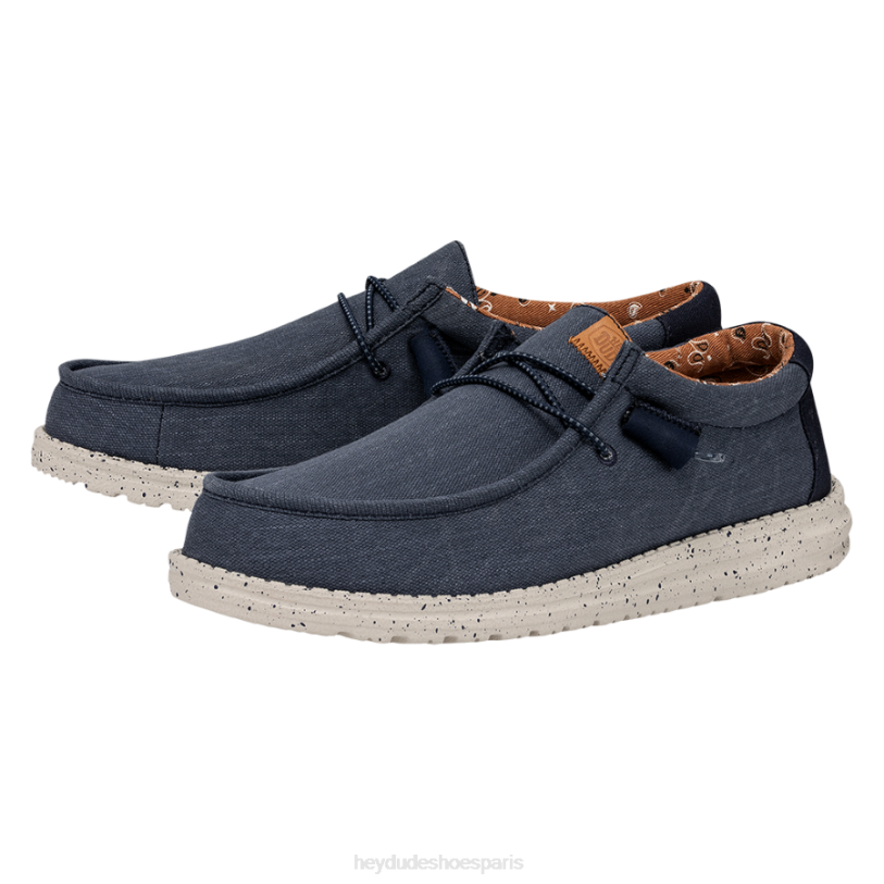 Hey Dude Hommes toile lavée wally Z628B301 chaussures marine