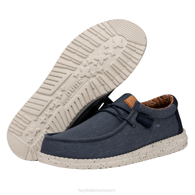 Hey Dude Hommes toile lavée wally Z628B301 chaussures marine