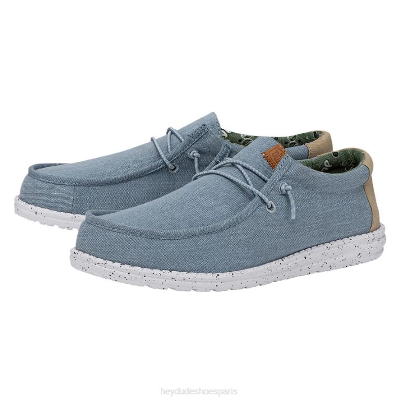 Hey Dude Hommes toile lavée wally Z628B303 chaussures bleu