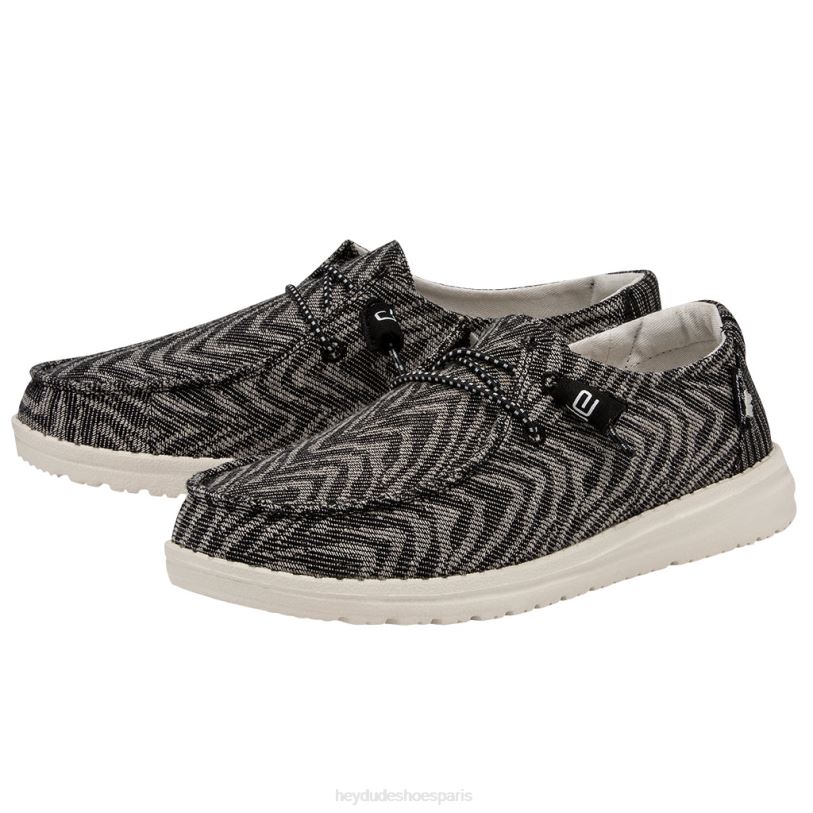 Hey Dude Hommes Wendy tissé Z628B211 chaussures zèbre à rayures noires