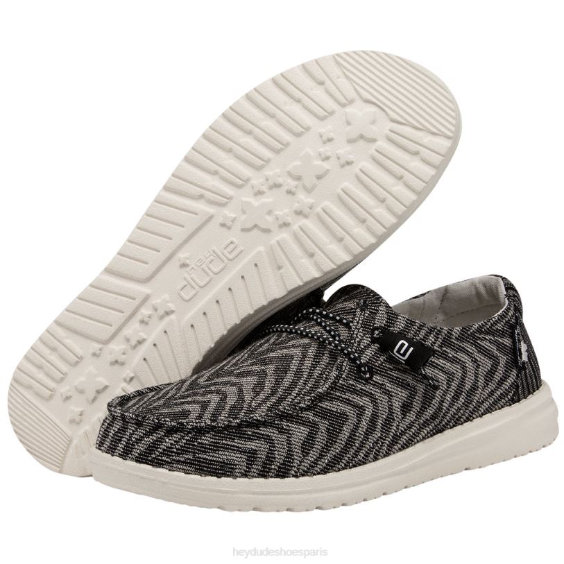 Hey Dude Hommes Wendy tissé Z628B211 chaussures zèbre à rayures noires