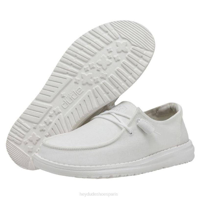 Hey Dude Hommes toile flammée Wendy Z628B23 chaussures blanc