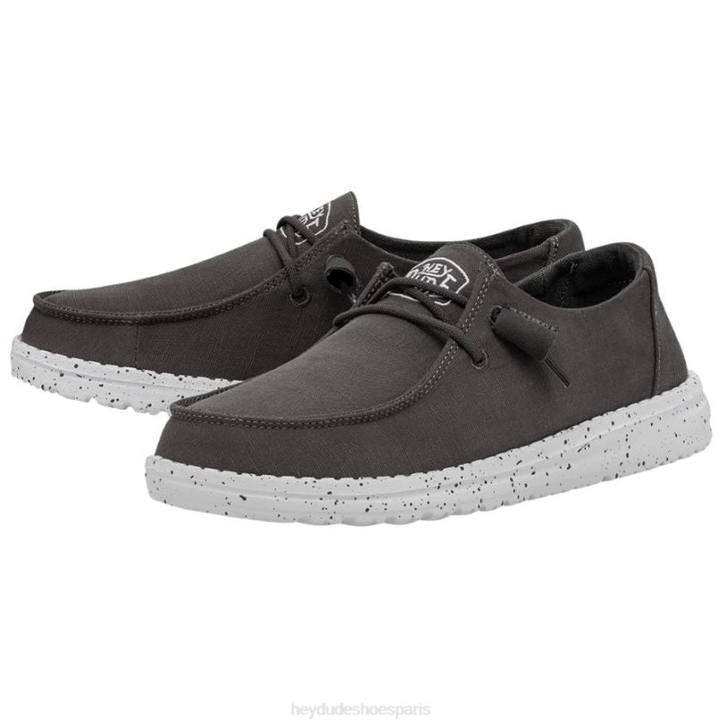 Hey Dude Hommes toile flammée Wendy Z628B27 chaussures gris foncé