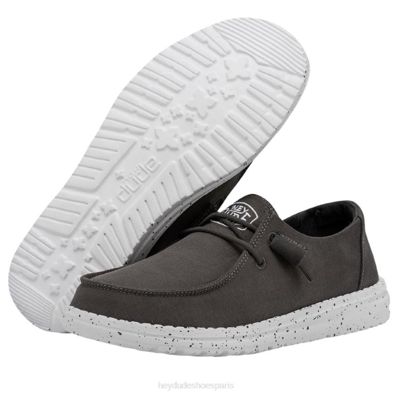 Hey Dude Hommes toile flammée Wendy Z628B27 chaussures gris foncé