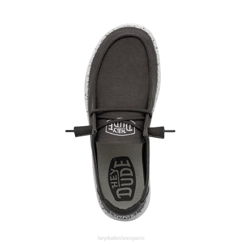 Hey Dude Hommes toile flammée Wendy Z628B27 chaussures gris foncé