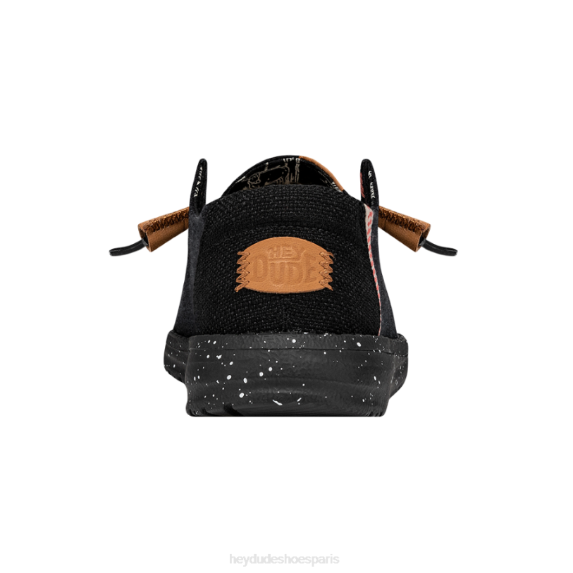 Hey Dude Hommes toile lavée wendy Z628B2 chaussures noir