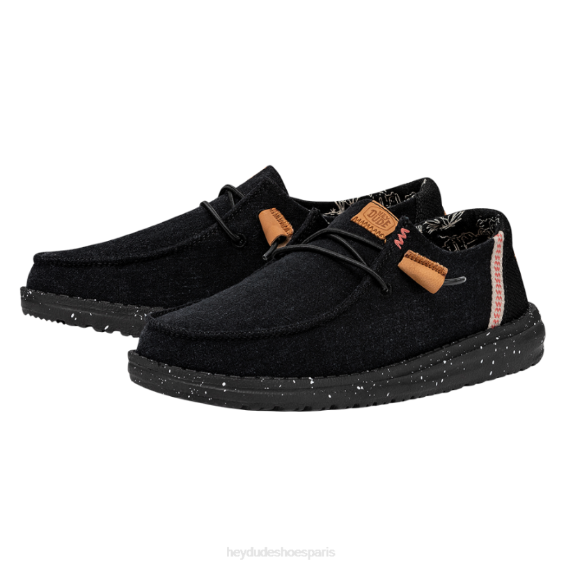 Hey Dude Hommes toile lavée wendy Z628B2 chaussures noir
