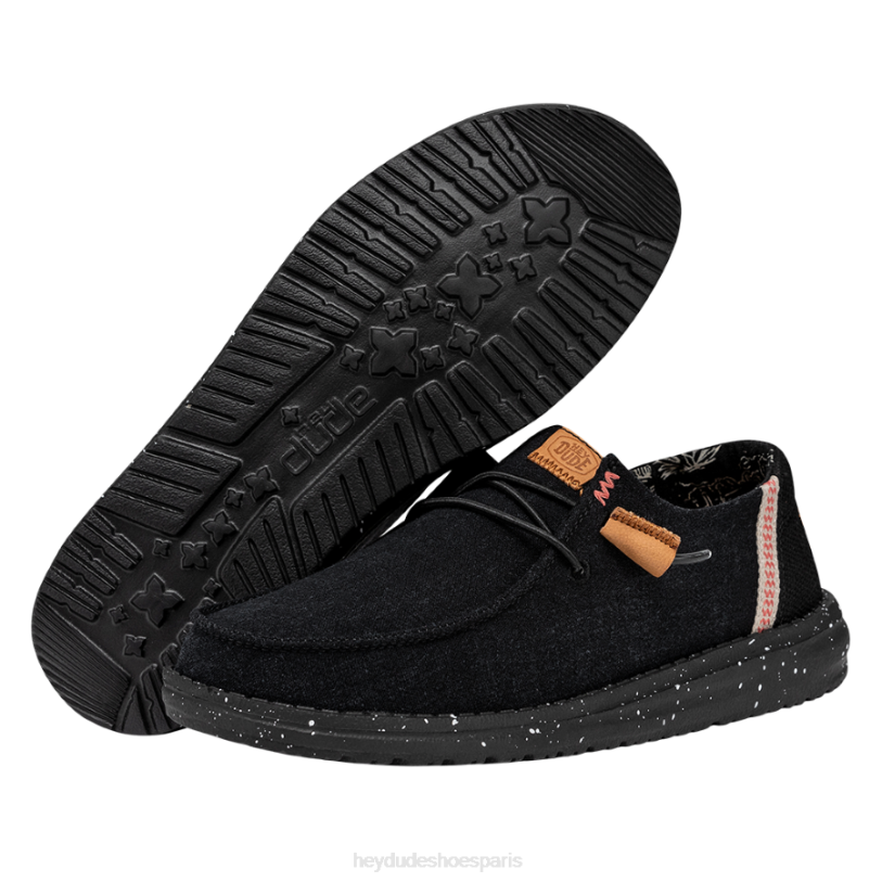 Hey Dude Hommes toile lavée wendy Z628B2 chaussures noir