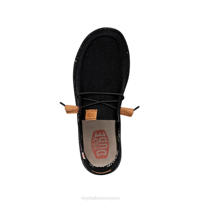 Hey Dude Hommes toile lavée wendy Z628B2 chaussures noir