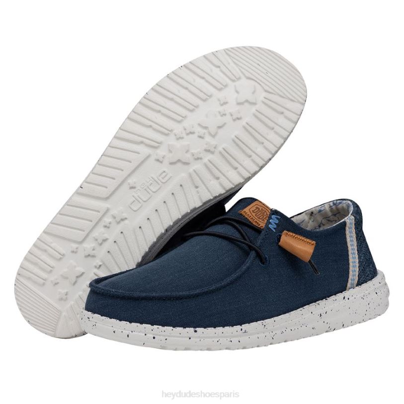 Hey Dude Hommes toile lavée wendy Z628B3 chaussures marine