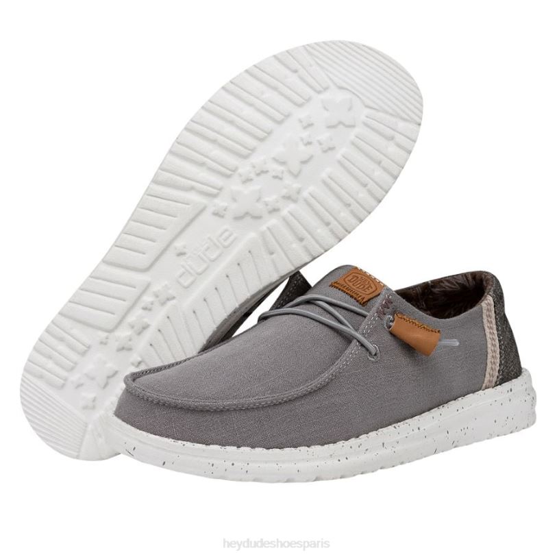 Hey Dude Hommes toile lavée wendy Z628B4 chaussures gris